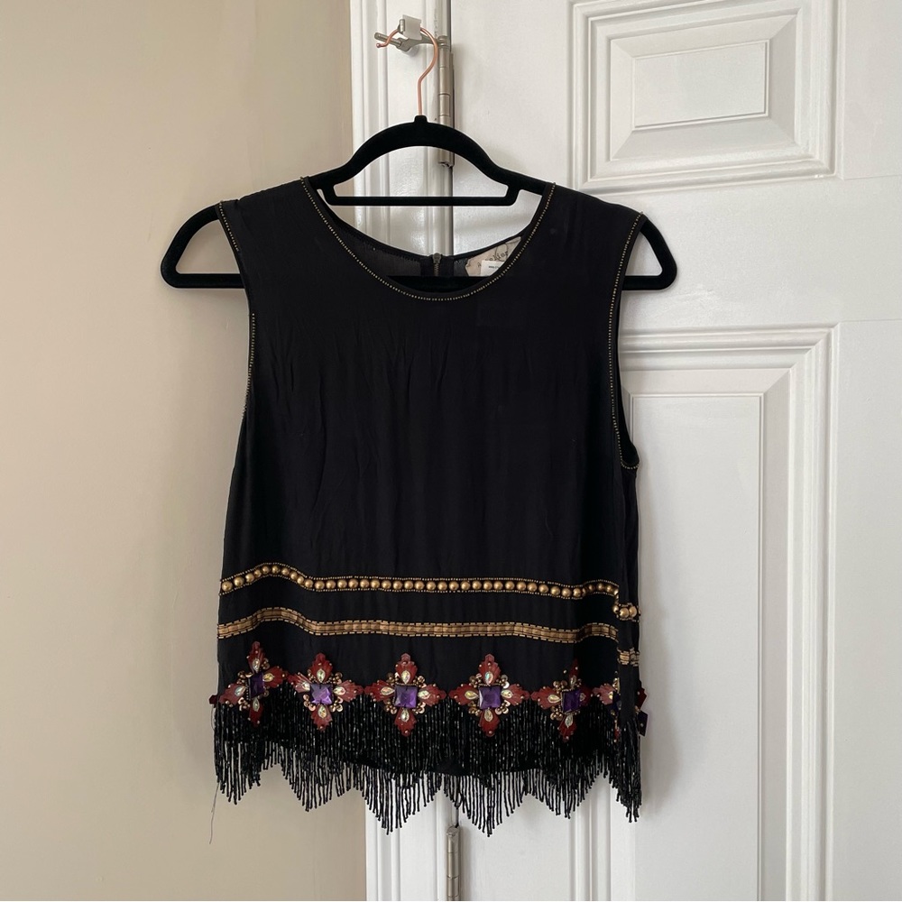 Artelier Nicole Miller Size Small Black Beaded Top